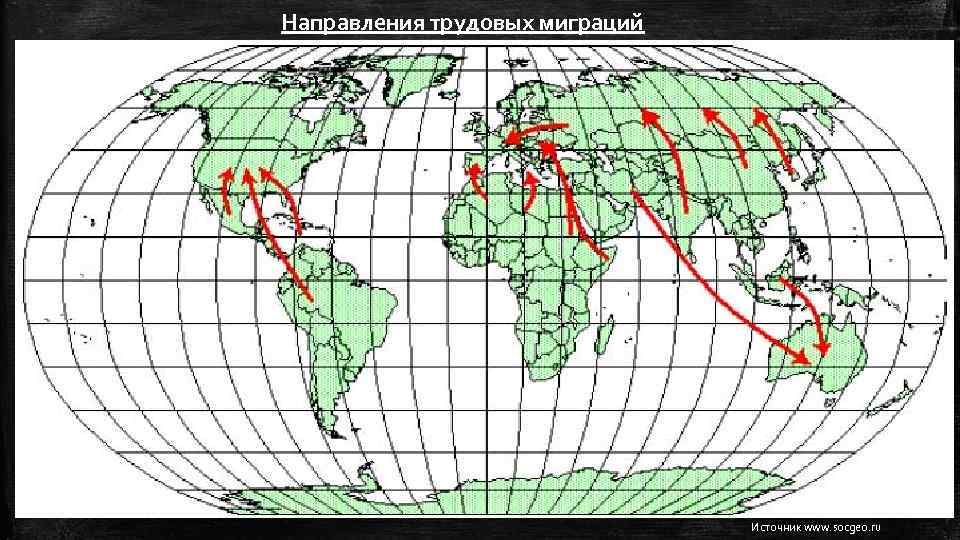 Направления трудовых миграций Источник www. socgeo. ru 