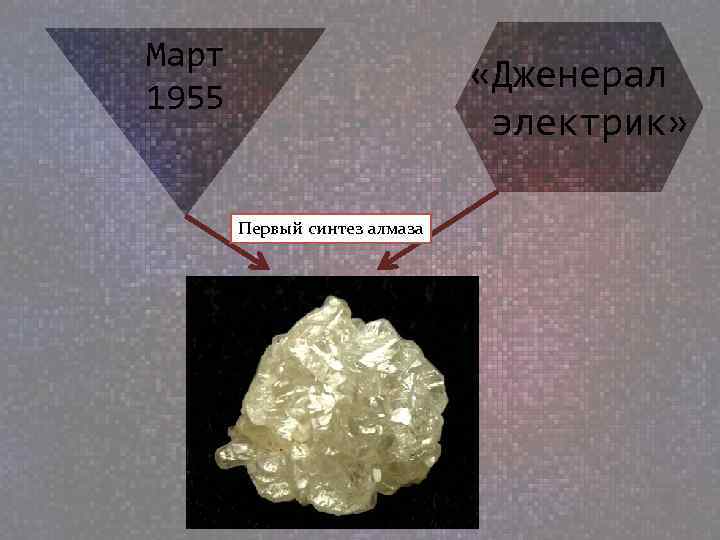 Март 1955 Первый синтез алмаза «Дженерал электрик» 