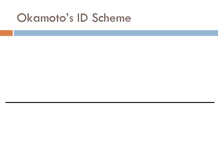 Okamoto’s ID Scheme 