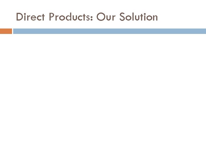 Direct Products: Our Solution 