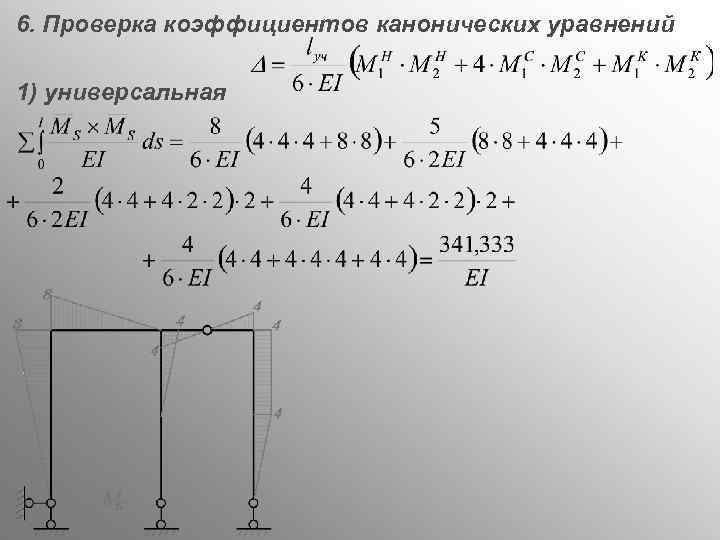 6. Проверка коэффициентов канонических уравнений 1) универсальная 