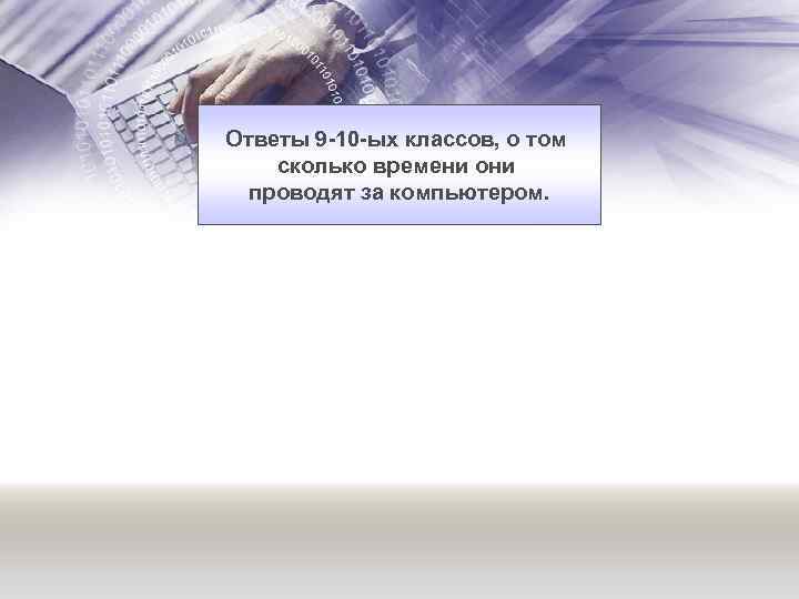 Ответы 9 -10 -ых классов, о том сколько времени они проводят за компьютером. 