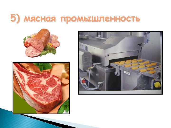 5) мясная промышленность 