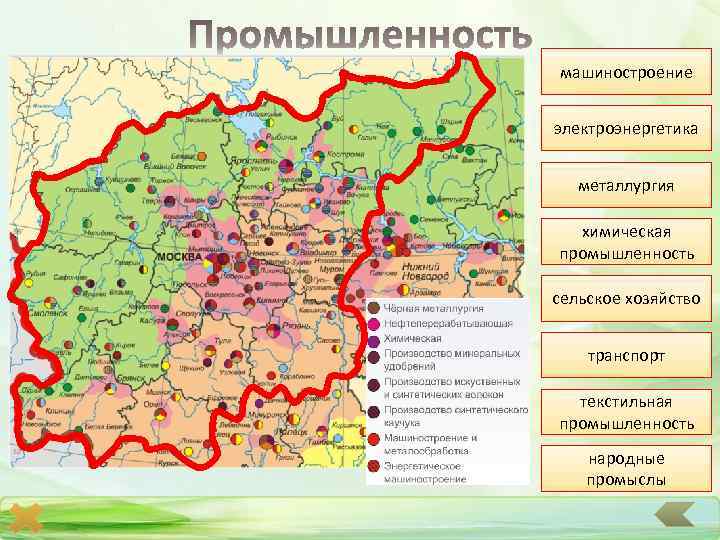 машиностроение электроэнергетика металлургия химическая промышленность сельское хозяйство транспорт текстильная промышленность народные промыслы 