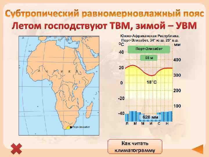 Летом господствуют ТВМ, зимой – УВМ Как читать климатограмму 