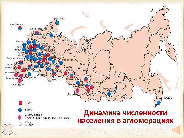 Динамика численности населения в агломерациях 