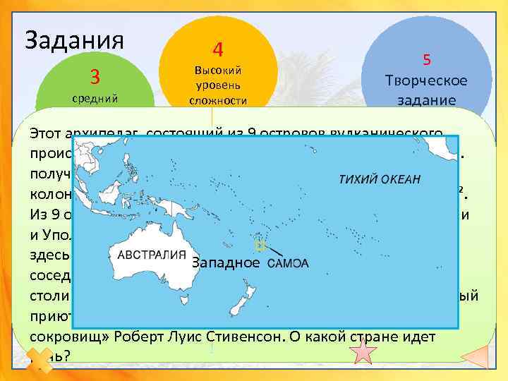 Задания 3 4 Высокий уровень сложности 5 Творческое задание средний уровень сложности Этот архипелаг,