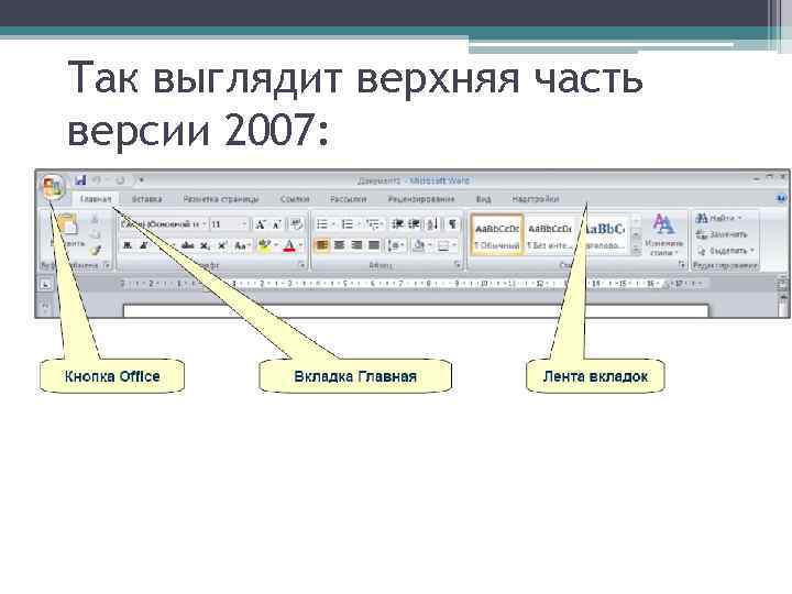 Так выглядит верхняя часть версии 2007: 