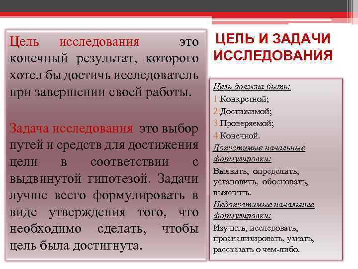 Цель исследования это конечный результат, которого хотел бы достичь исследователь при завершении своей работы.