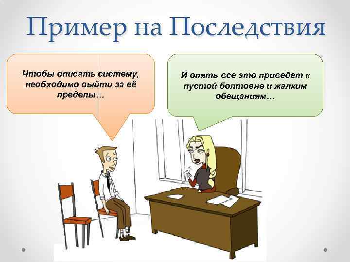 Пример на Последствия Чтобы описать систему, необходимо выйти за её пределы… И опять все