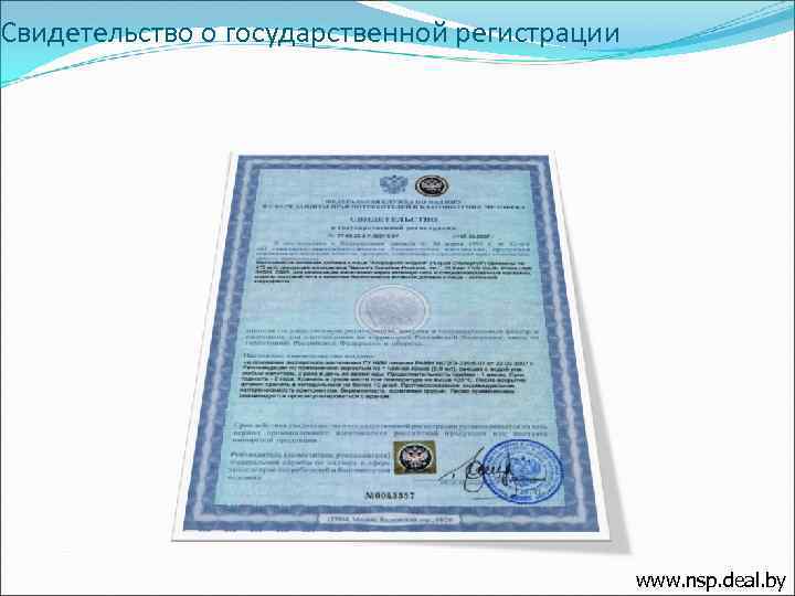 Свидетельство о государственной регистрации www. nsp. deal. by 