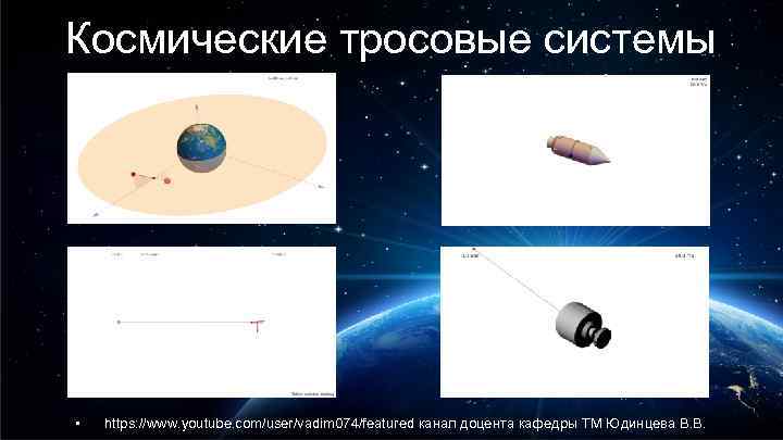 Космические тросовые системы • https: //www. youtube. com/user/vadim 074/featured канал доцента кафедры ТМ Юдинцева