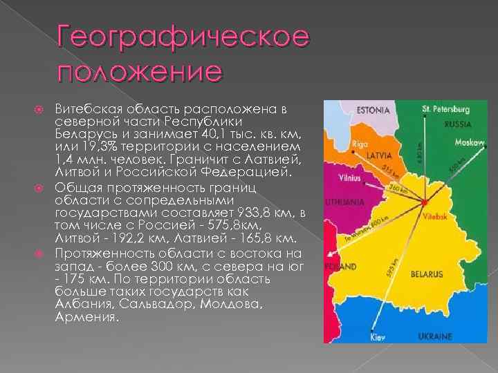 Витебская область презентация по географии