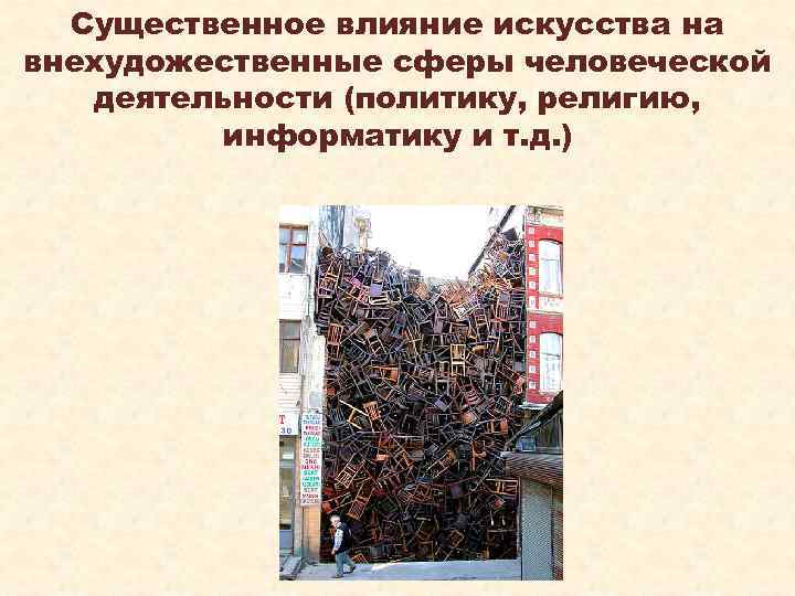 Существенное влияние искусства на внехудожественные сферы человеческой деятельности (политику, религию, информатику и т. д.