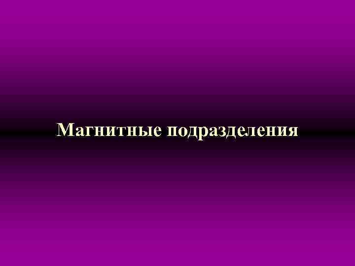 Магнитные подразделения 