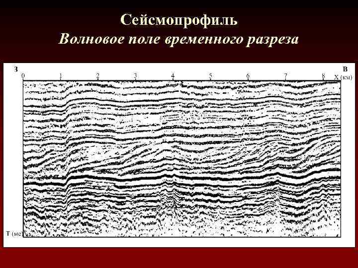 Сейсмопрофиль Волновое поле временного разреза 