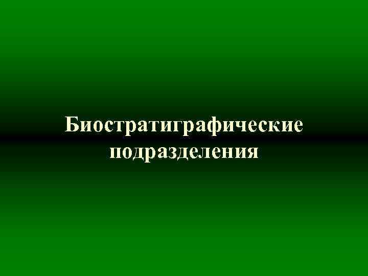 Биостратиграфические подразделения 