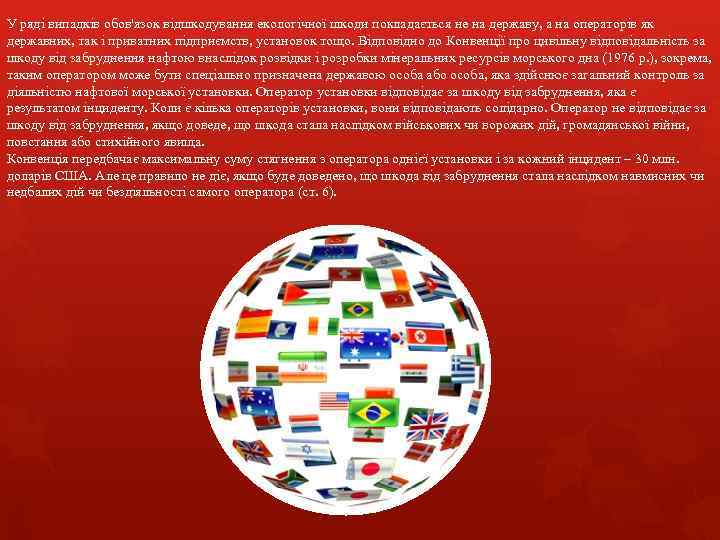 У ряді випадків обов'язок відшкодування екологічної шкоди покладається не на державу, а на операторів