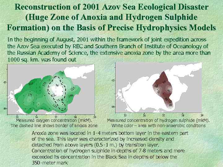 Reconstruction of 2001 Azov Sea Ecological Disaster (Huge Zone of Anoxia and Hydrogen Sulphide