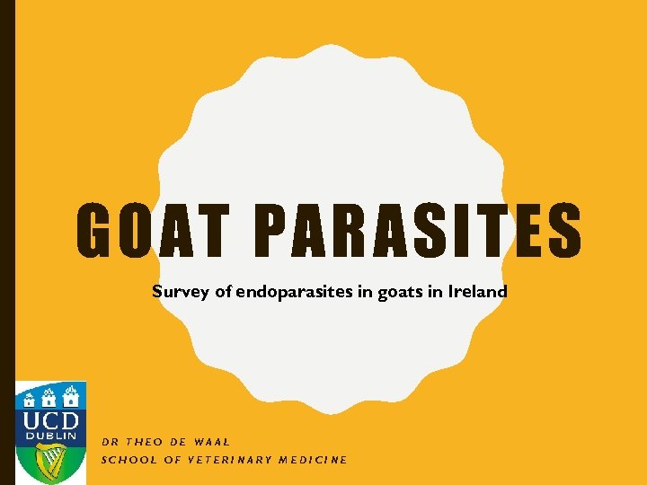 GOAT PARASITES Survey of endoparasites in goats in Ireland DR THEO DE WAAL SCHOOL