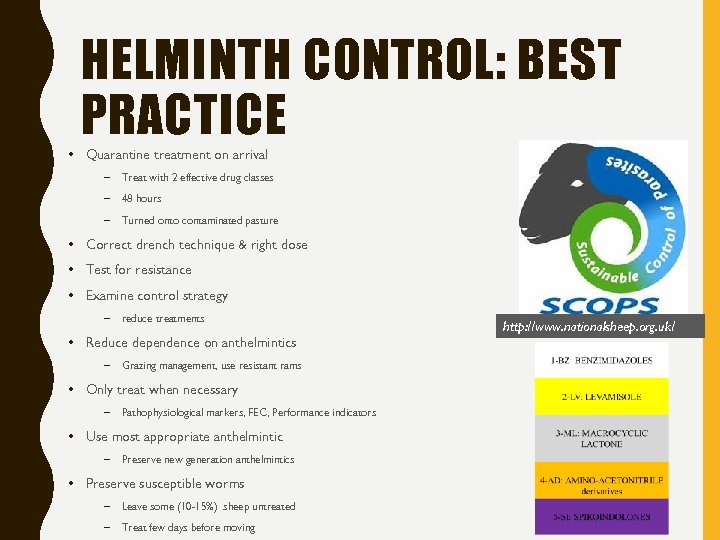 HELMINTH CONTROL: BEST PRACTICE • Quarantine treatment on arrival – Treat with 2 effective