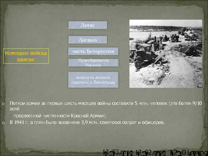 Литву Латвию Немецкие войска заняли: часть Белоруссии Правобережную Украину вышли на дальние подступы к
