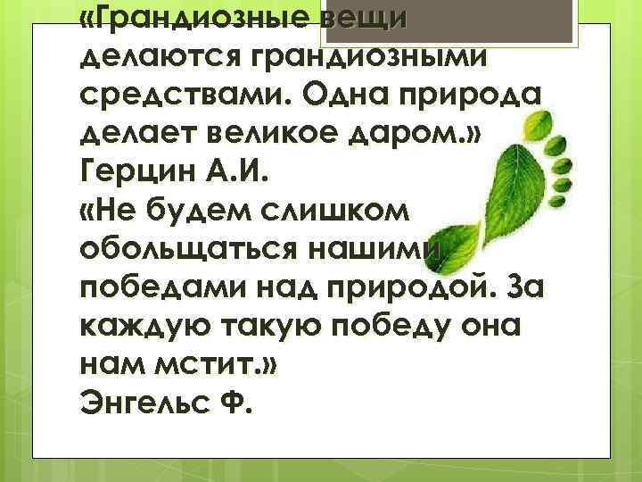  «Грандиозные вещи делаются грандиозными средствами. Одна природа делает великое даром. » Герцин А.