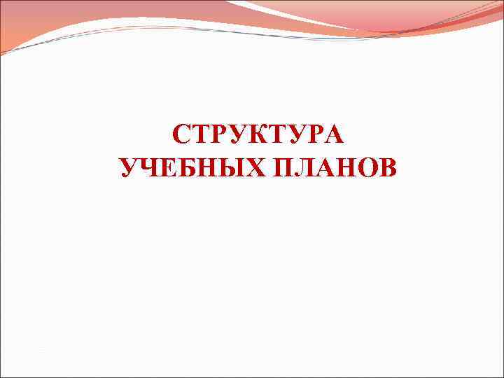 СТРУКТУРА УЧЕБНЫХ ПЛАНОВ 