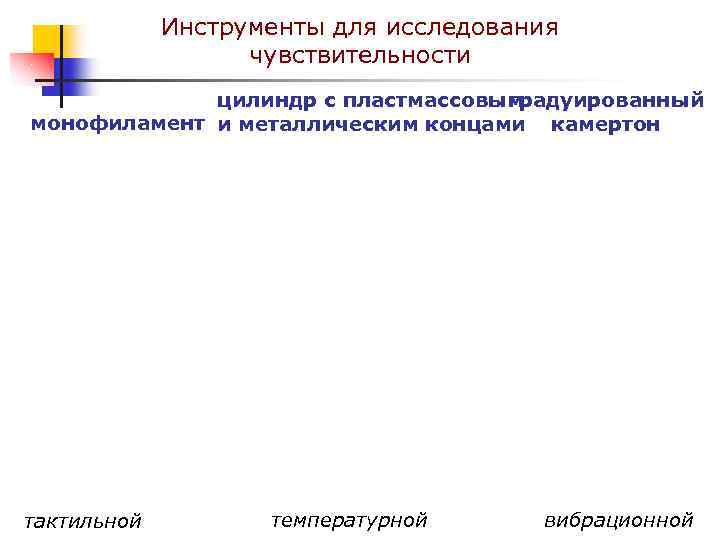 Инструменты для исследования чувствительности цилиндр с пластмассовым градуированный монофиламент и металлическим концами камертон тактильной