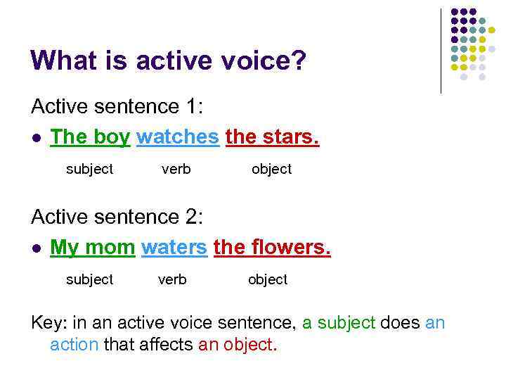 which sentence uses the active voice