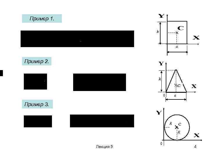 Пример 1. h a Пример 2. h С a 0 Пример 3. R С