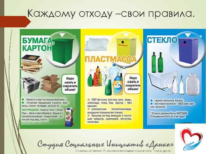 Каждому отходу –свои правила. 