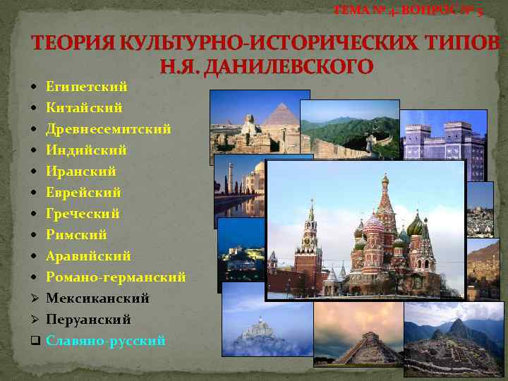 Культурно историческая культура. Культурно-исторический Тип это. Теория культурно-исторических типов н.я Данилевского. Культурно исторические типы по Данилевскому. Примеры культурно исторических типов.