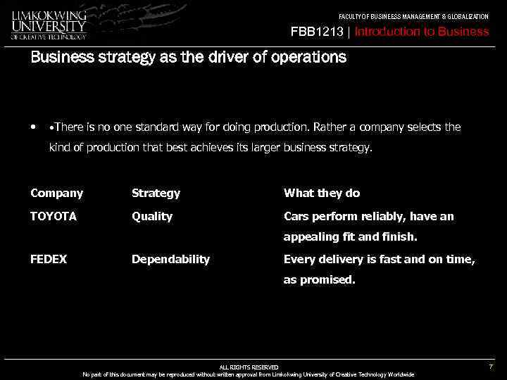 FACULTY OF BUSINEESS MANAGEMENT & GLOBALIZATION FBB 1213 | Introduction to Business strategy as