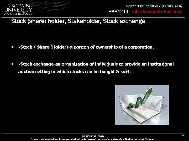 FACULTY OF BUSINEESS MANAGEMENT & GLOBALIZATION FBB 1213 | Introduction to Business Stock (share)