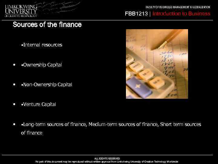 FACULTY OF BUSINEESS MANAGEMENT & GLOBALIZATION FBB 1213 | Introduction to Business Sources of