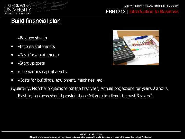 FACULTY OF BUSINEESS MANAGEMENT & GLOBALIZATION FBB 1213 | Introduction to Business Build financial