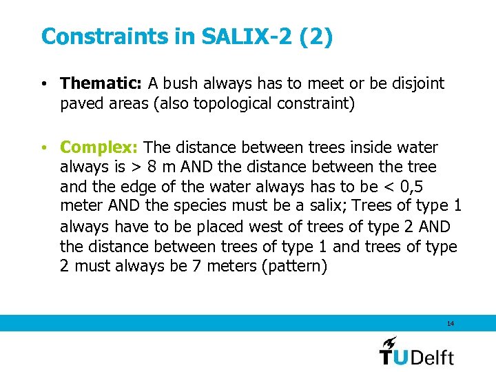 Constraints in SALIX-2 (2) • Thematic: A bush always has to meet or be