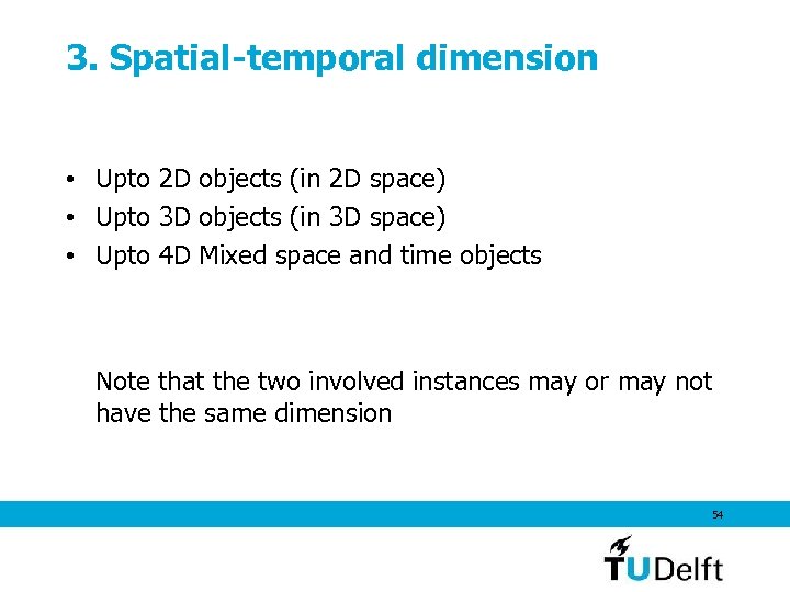 3. Spatial-temporal dimension • Upto 2 D objects (in 2 D space) • Upto