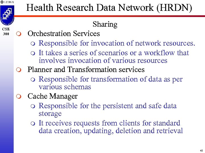 Health Research Data Network (HRDN) CSE 300 m m m Sharing Orchestration Services m