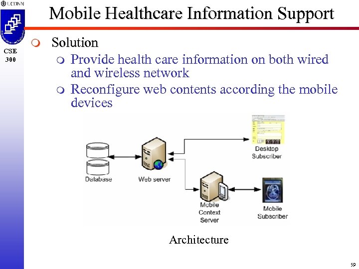 Mobile Healthcare Information Support CSE 300 m Solution m Provide health care information on