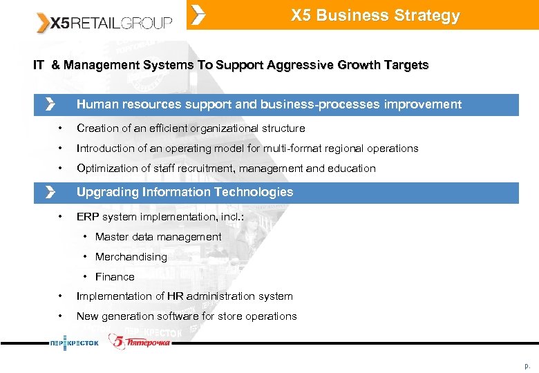 X 5 Business Strategy IT & Management Systems To Support Aggressive Growth Targets Human