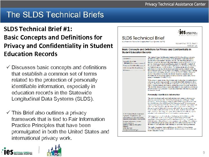 The SLDS Technical Briefs SLDS Technical Brief #1: Basic Concepts and Definitions for Privacy