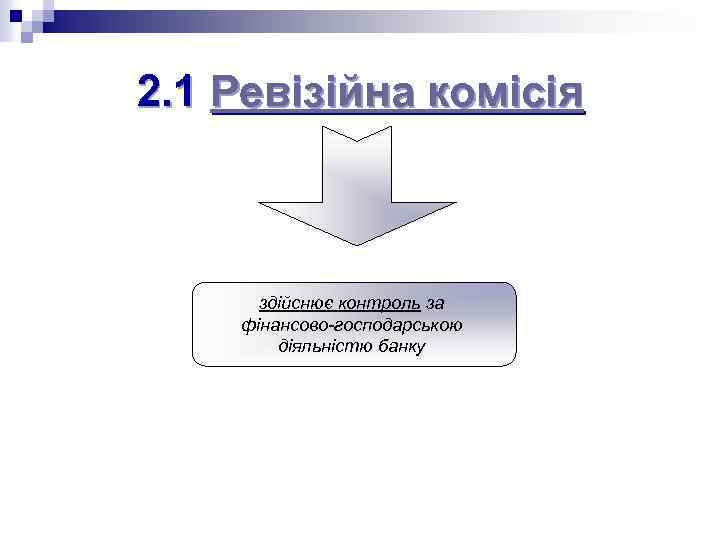 2. 1 Ревізійна комісія здійснює контроль за фінансово-господарською діяльністю банку 