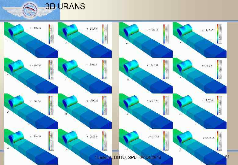 3 D URANS "Lection", BGTU, SPb, 26. 04. 2013 51 