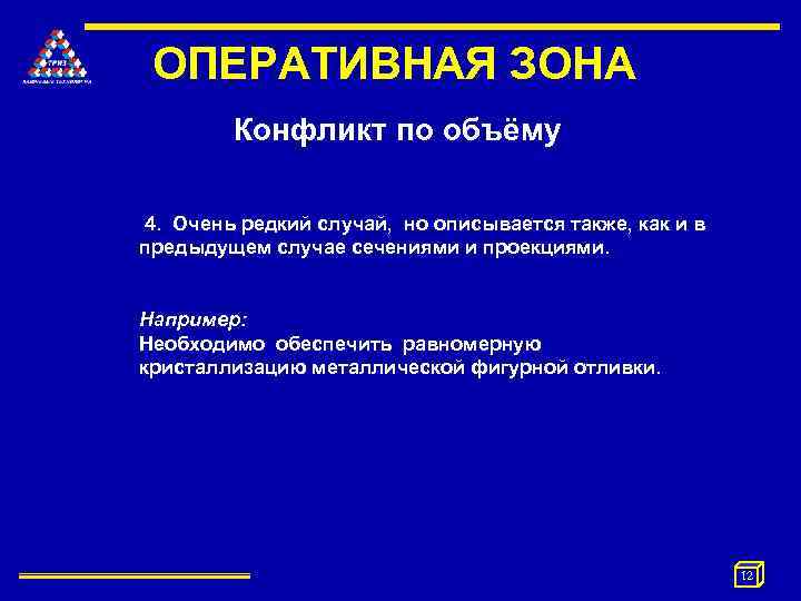 ОПЕРАТИВНАЯ ЗОНА Конфликт по объёму 4. Очень редкий случай, но описывается также, как и