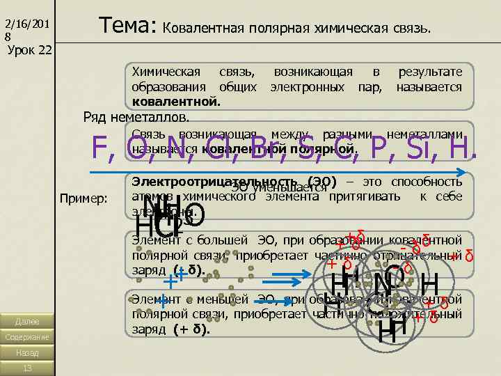 2/16/201 8 Тема: Ковалентная полярная химическая связь. Урок 22 Химическая связь, возникающая в результате