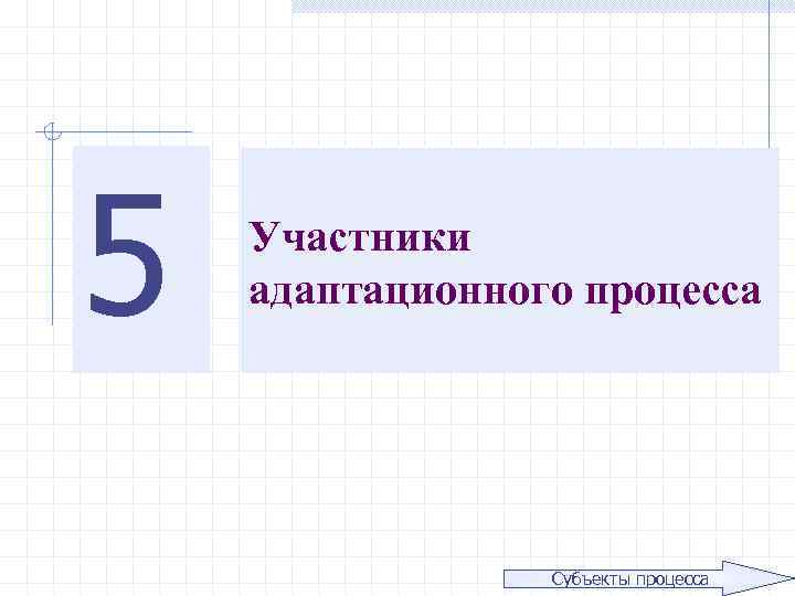 5 Участники адаптационного процесса Субъекты процесса 