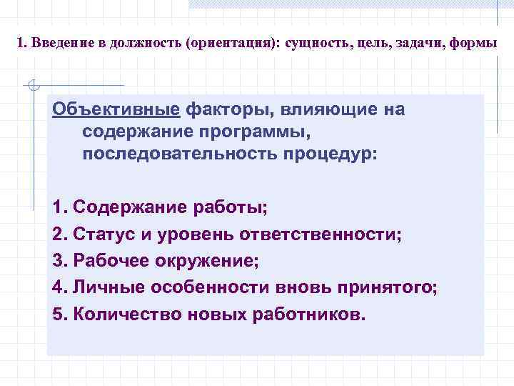 План ввода в должность руководителя