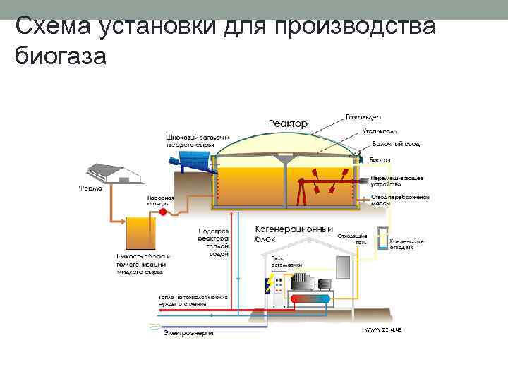 Схема установки для производства биогаза 